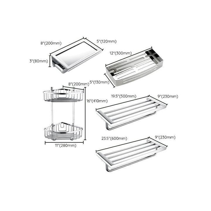 Lisslune | Contemporary Bathroom Accessories Hardware Set in Silver with Soap Dish