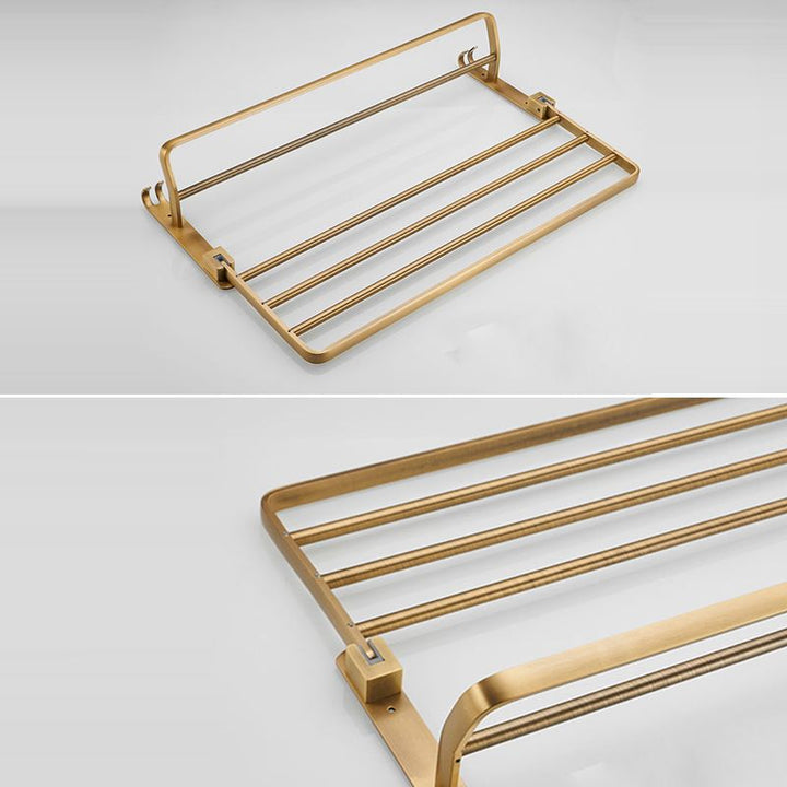 Lisslune | Vintage Bronze Bathroom Accessories Set Brushed Brass Towel Bar/Paper Holder/Bath Shelf