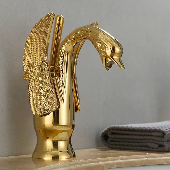 Lisslune | Full brass bathroom sink faucet hot and cold water single handle sink faucet