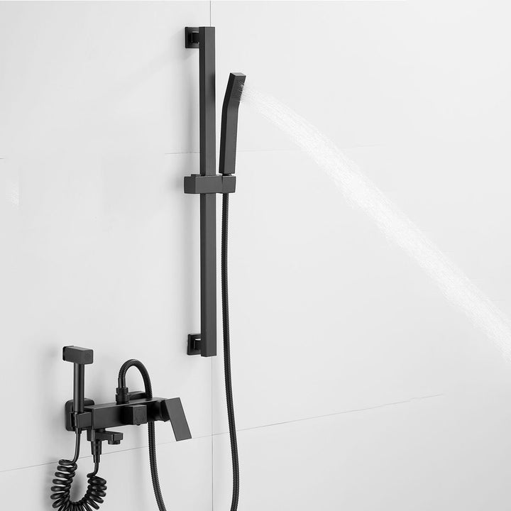 Lisslune | Black Wall-Mounted Shower Head Combo Modern Metal Shower System