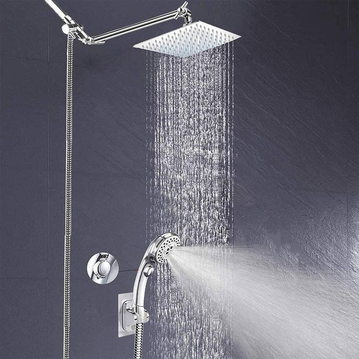 Lisslune | Stainless Steel 8 Inch Shower Set 5 Sprays Handheld Shower Head Shower Arm