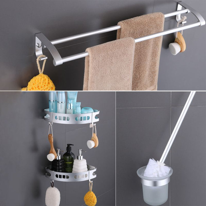 Lisslune | 6-piece modern bathroom hardware set made of aluminum with towel holder/paper holder