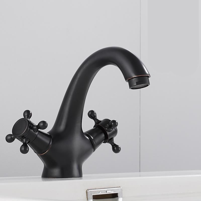 Lisslune | Centered Basin Faucet Single Hole Bathroom Faucet with 2 Cross Handles