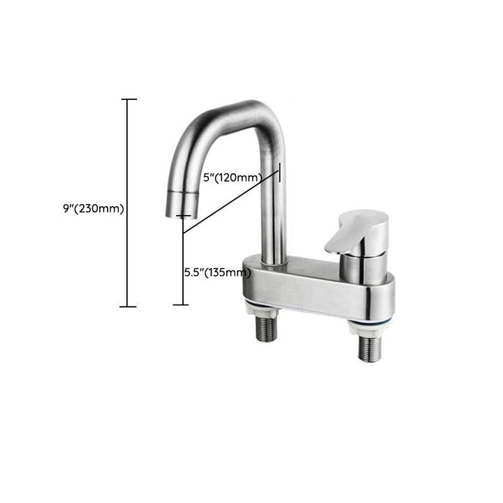 Lisslune | 304 Stainless Steel Center Faucet Bathroom Single Handle Hot and Cold Sink Faucet