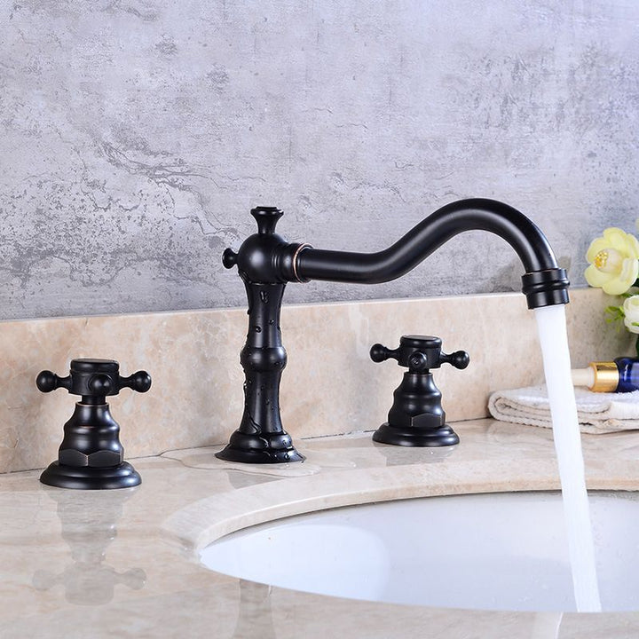 Lisslune | European Style Widespread Sink Mixer Brass 2 Handle Bathroom Vessel Mixer with Hoses