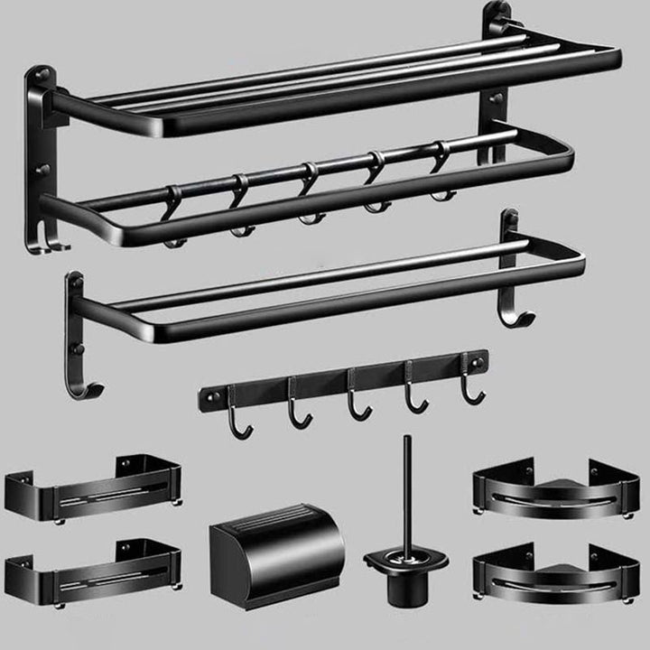Lisslune | Modern Aluminum Bathroom Hardware Set Black Bathroom Accessories Set