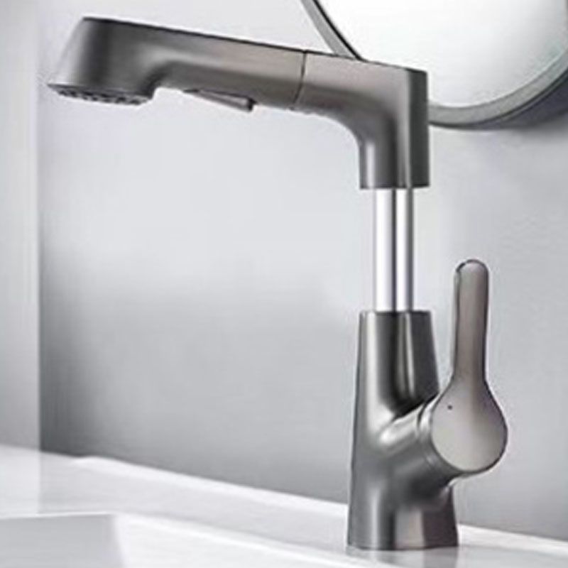 Lisslune | Modern Sink Faucet Lever Handle Copper Low Arc Pull-down Sink Faucet