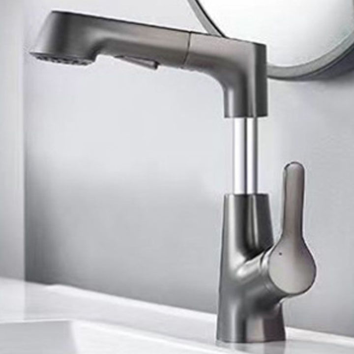 Lisslune | Modern Sink Faucet Lever Handle Copper Low Arc Pull-down Sink Faucet