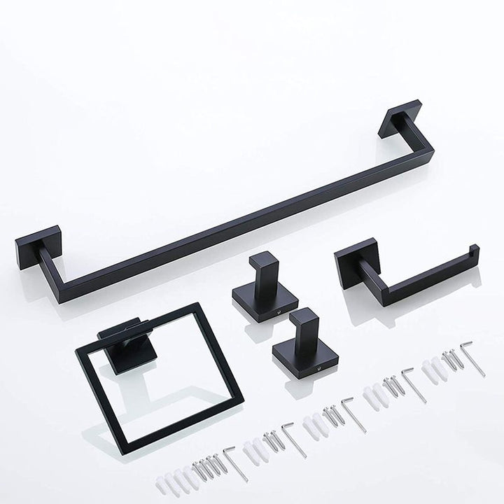 Lisslune | 7-piece bathroom accessory set made of stainless steel with paper holder/robe hook/towel ring bar