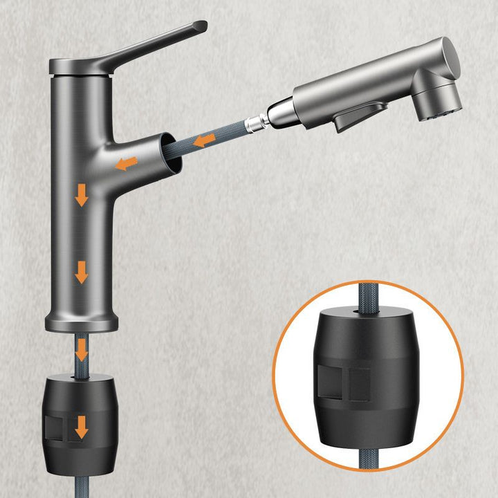 Lisslune | Modern center connection faucet copper center connection washbasin tap for bathroom