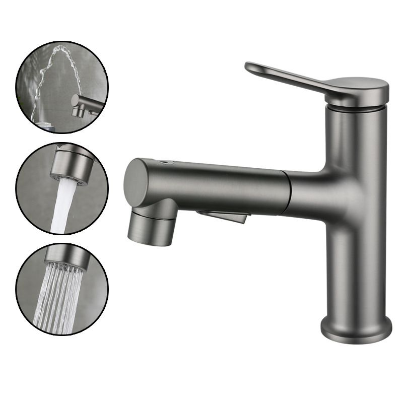 Lisslune | Extendable Bathroom Faucet Brass Modern Faucet with Water Hose