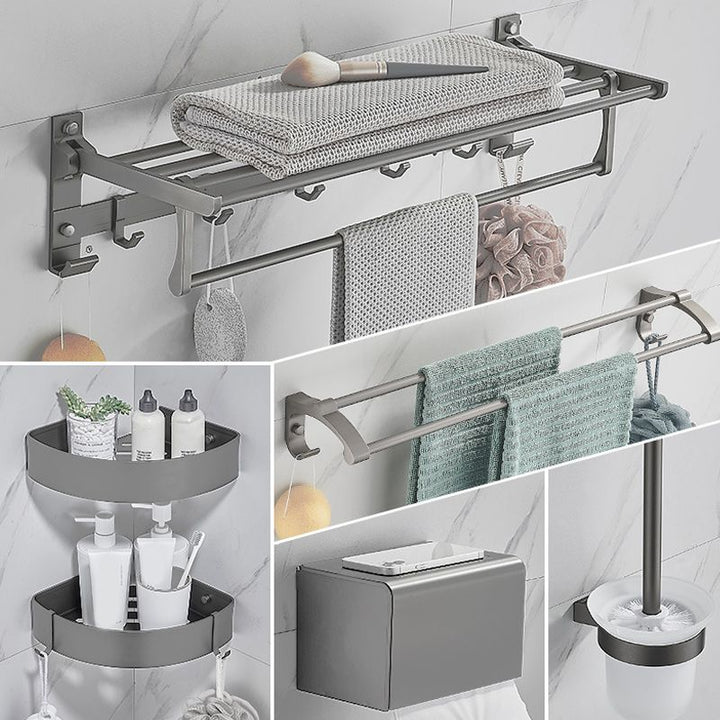 Lisslune | Modern Chrome Bathroom Accessories Set Aluminum Bathroom Fittings Set
