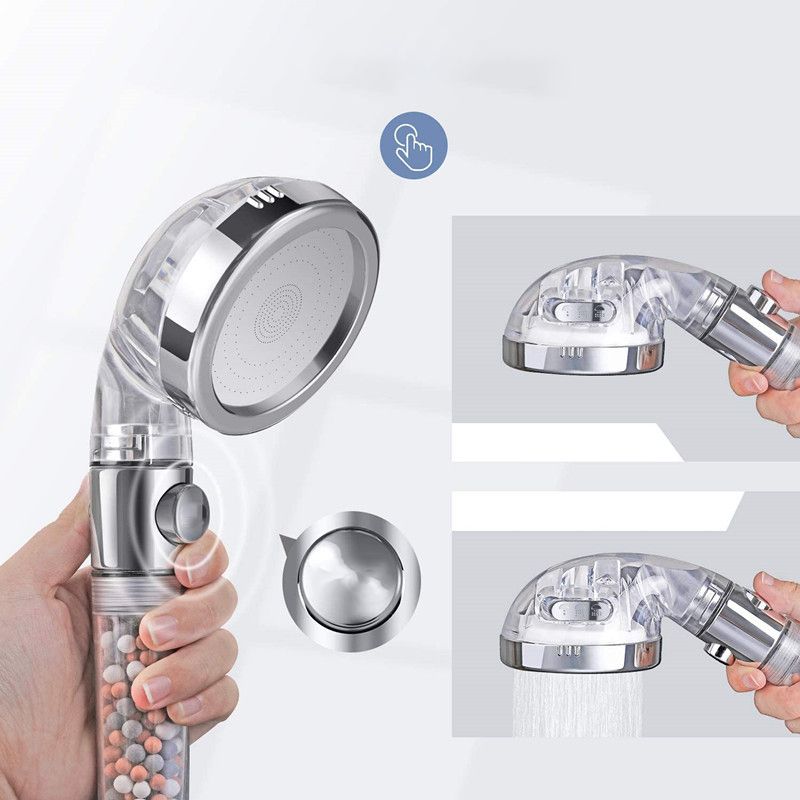 Lisslune | Modern Handheld Shower Head Round Filter Ball Spray Head in Silver