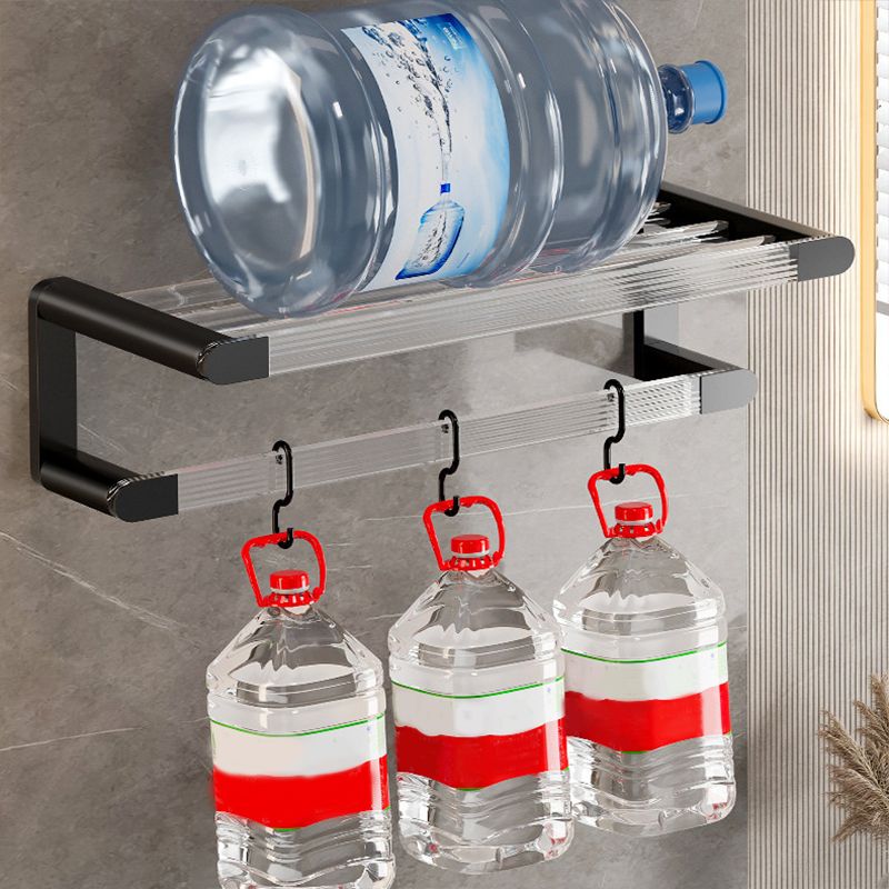 Lisslune | Mattes Black Bathroom Hardware Set Metal & Acrylic Bathroom Shelf/Towel Holder/Bathrobe Hook