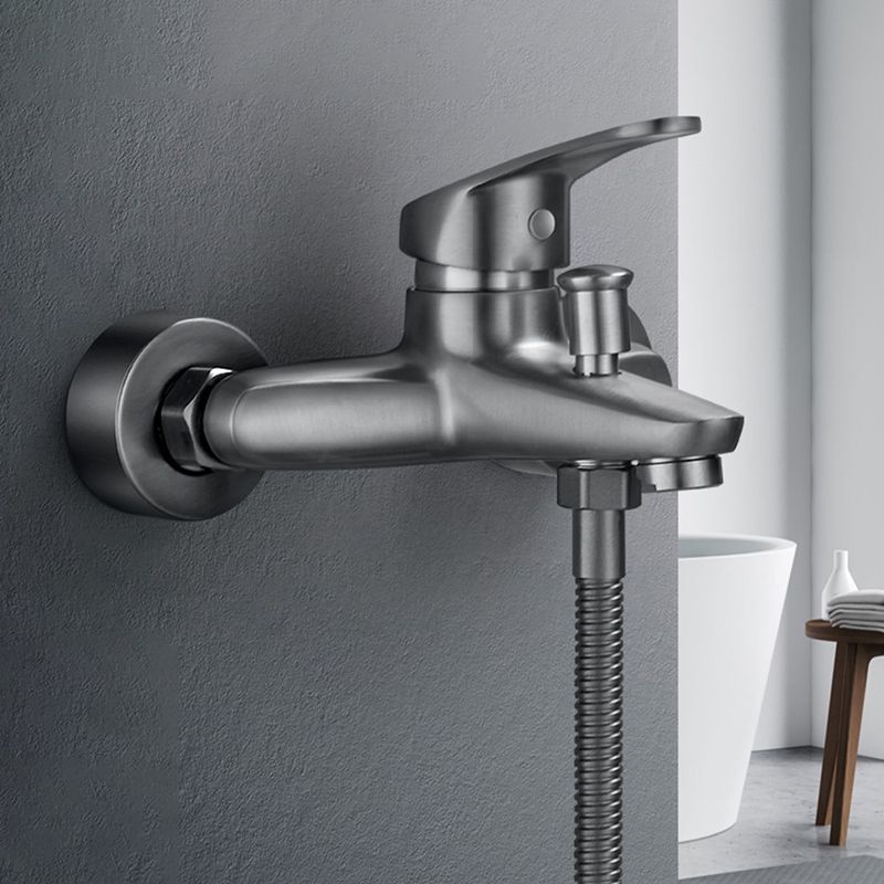 Lisslune | Low Arch Bathtub Faucet Hose Wall-Mounted Single Lever Tub Filler with Hand Shower