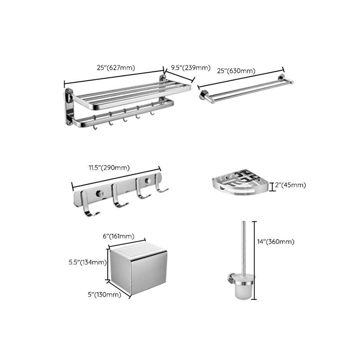 Lisslune | Modern Steel Bathroom Accessories Set Silver Bathroom Accessories Kit