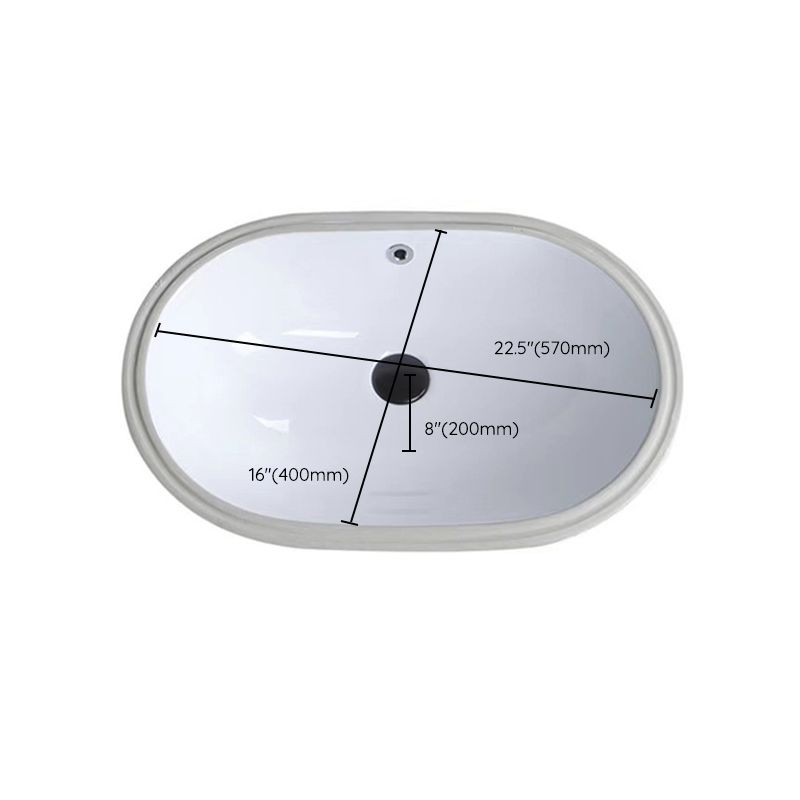 Lisslune | Modern Under-Mount Sink Oval Porcelain with Pop-Up Drain Sink