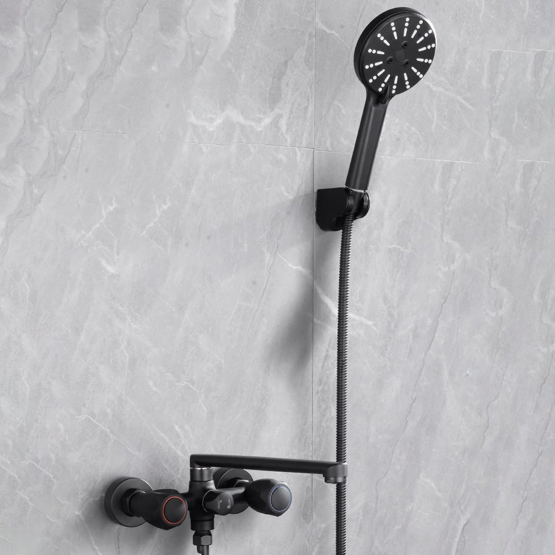 Lisslune | Modern Bathtub Faucet Trim Black Wall Mounted Swivel Spout with Hand Shower