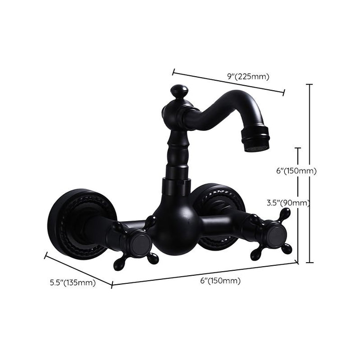 Lisslune | Traditional Wall Mounted Metal Bathtub Filler Low Arc Waterfall Bathroom Faucet