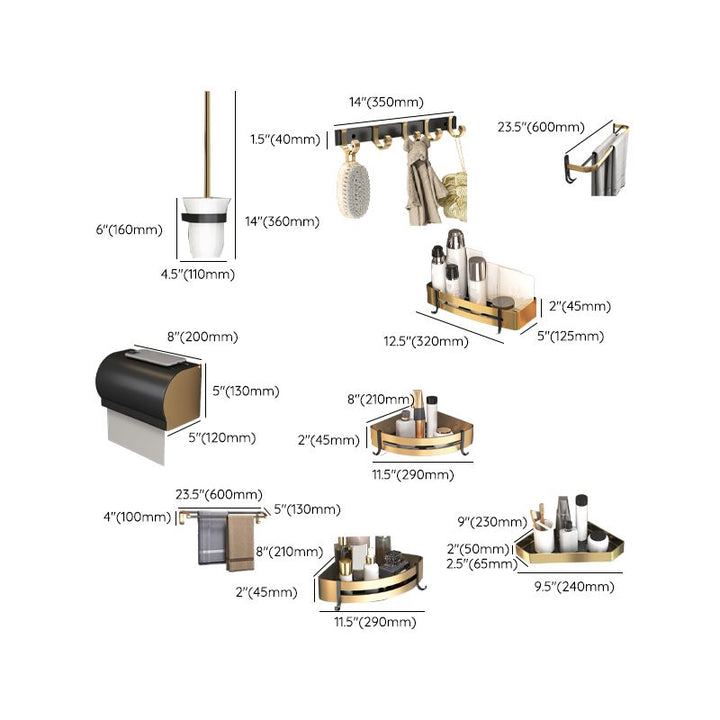 Lisslune | Black & Brass Bathroom Set Modern Style Bathroom Accessories As Individual Piece Or As Set