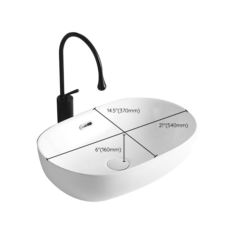 Lisslune | Modern Vessel Sink Porcelain Rectangular Vessel Sink (Not Included Faucet)