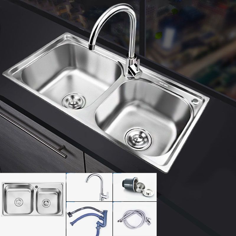 Lisslune | Classic Style Kitchen Sink Stainless Steel Kitchen Sink with Drainage Hole Kit