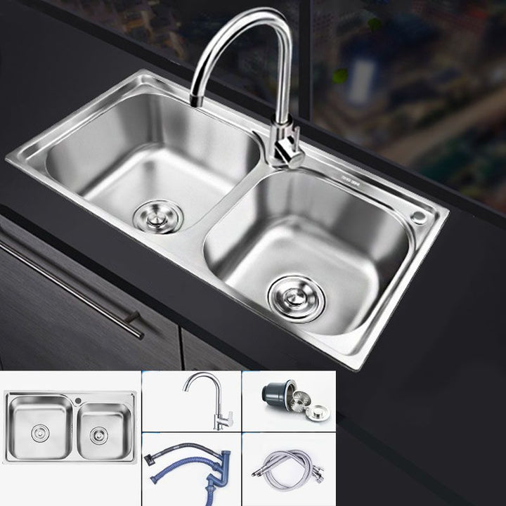 Lisslune | Classic Style Kitchen Sink Stainless Steel Kitchen Sink with Drainage Hole Kit