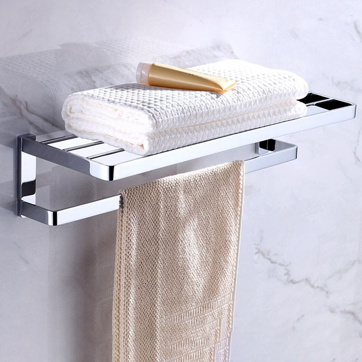 Lisslune | Chrome brass modern bathroom accessory set with towel bar/ ring/ paper holder & bathrobe hook