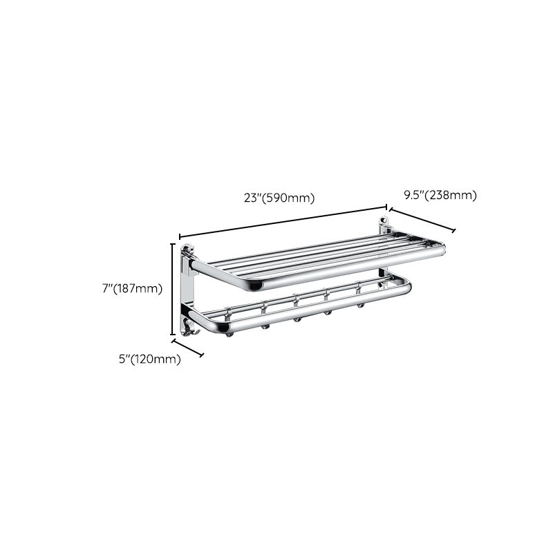Lisslune | Chrome Modern Bathroom Hardware Set Stainless Steel Towel Hook/Towel Bar & Bath Shelf