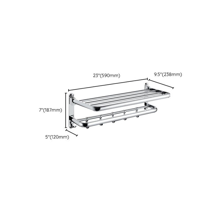 Lisslune | Chrome Modern Bathroom Hardware Set Stainless Steel Towel Hook/Towel Bar & Bath Shelf