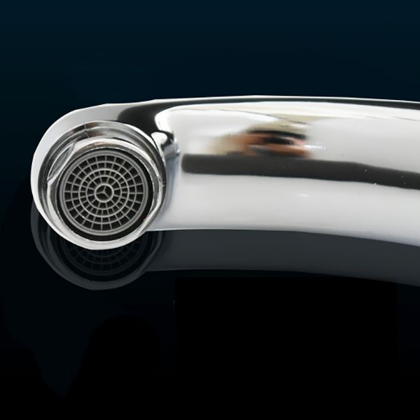 Lisslune | Contemporary Faucet Knob Handle Low Arc Zinc Faucet in Silver