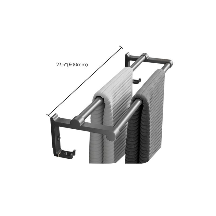 Lisslune | Contemporary Bathroom Accessory Set Gray Aluminum Bathroom Shelf/Towel Holder/Bathtub Hook