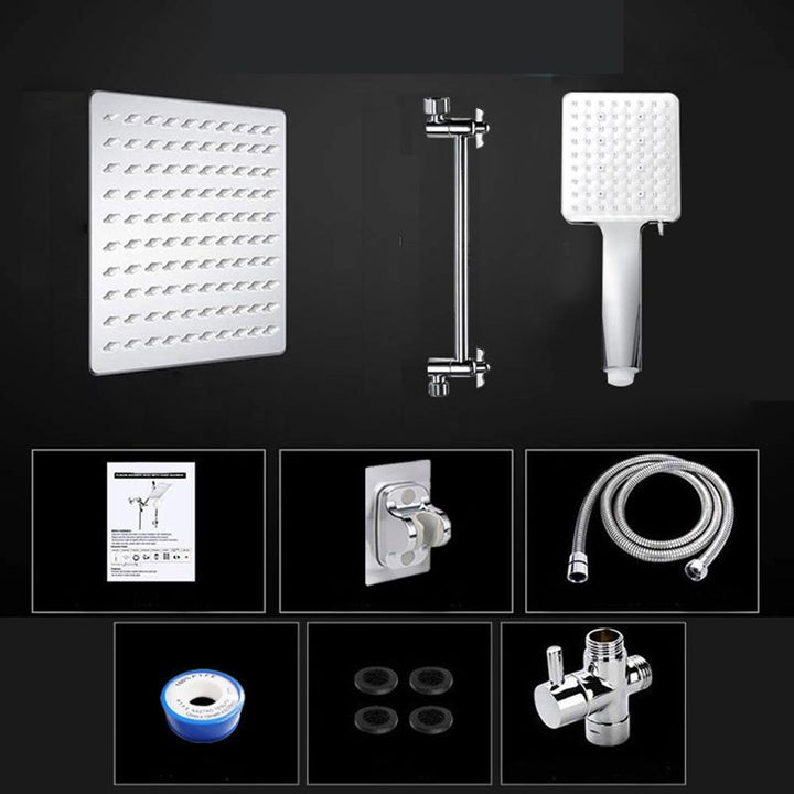 Lisslune | Contemporary Shower Combination Dual Shower Head Ceiling Mounted Metal Square Shower Head