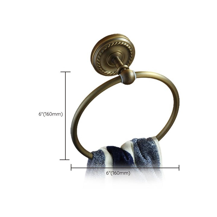 Lisslune | Worn Brass Traditional Bathroom Set with Bath Shelf/Paper Holder & Towel Bar