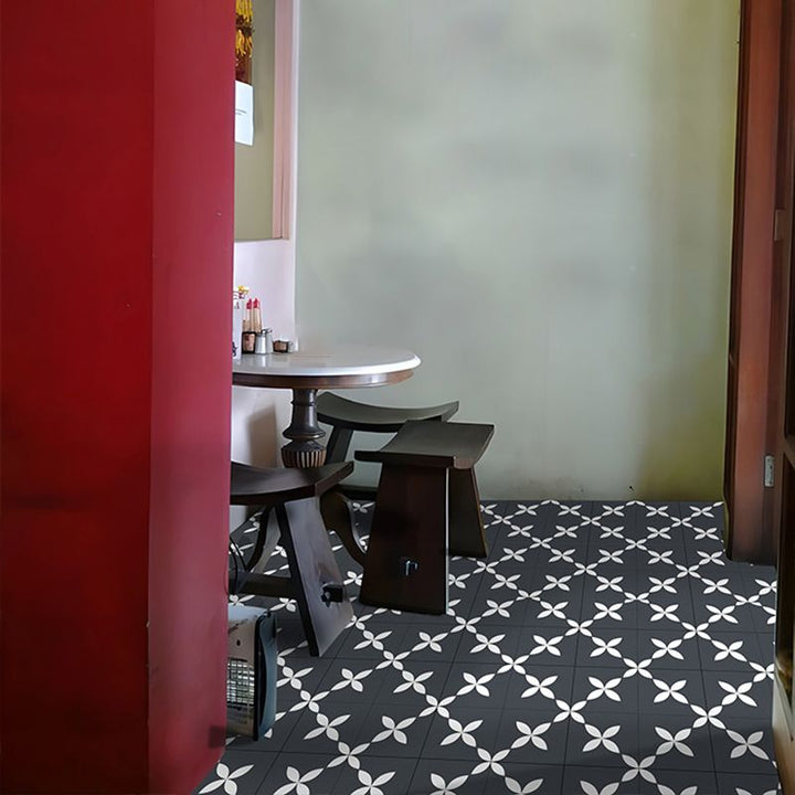 Lisslune | Square Indoor Vinyl Floor Peel and Stick Floral Print Waterproof Vinyl Floor