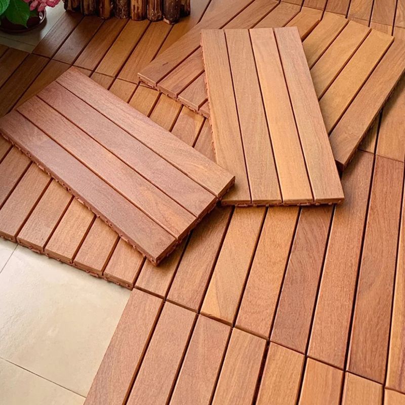 Lisslune | 4-Slat Wood Deck/Patio Floor Tiles Interlocking Installation Floor Tiles