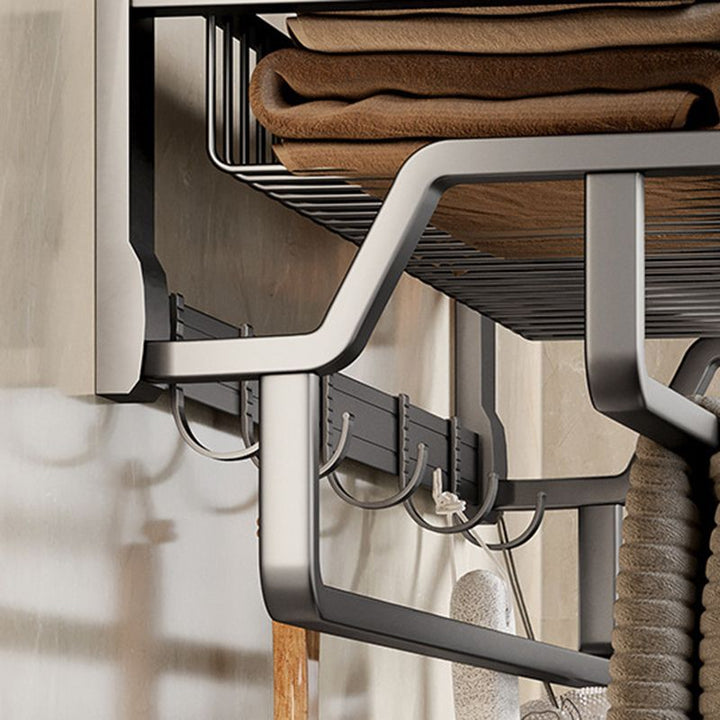 Lisslune | Aluminium modern bathroom accessory set polished grey bathroom shelf/toilet paper holder/robe hooks