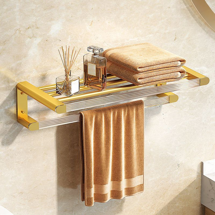 Lisslune | Modern Bathroom Hardware Set Towel Holder Bathroom Shelf Gray/Gold Bathroom Hardware Set