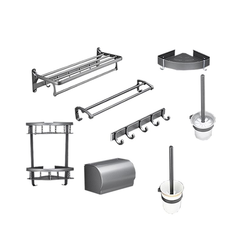 Lisslune | Gray 6/7-piece modern bathroom accessory set bathroom shelf/towel hooks/towel bar included