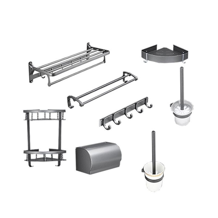 Lisslune | Gray 6/7-piece modern bathroom accessory set bathroom shelf/towel hooks/towel bar included