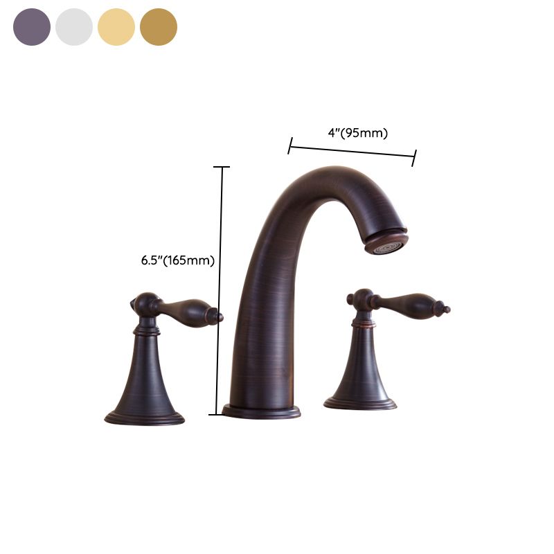 Lisslune | Copper Deck-Mounted Roman Bathtub Faucet Low Arc Roman Bathtub Faucet Set