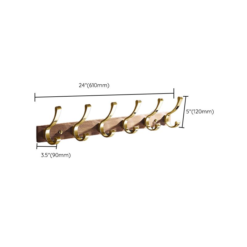 Lisslune | Polished Brass Bathroom Hardware Set Metal & Wood Bathroom Set with Bath Shelf/Towel Bar