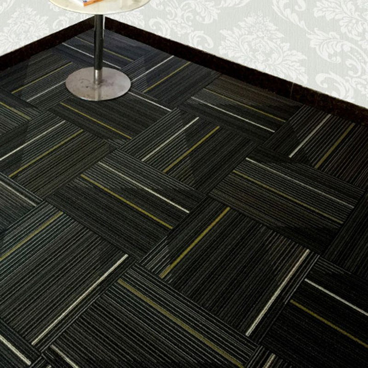 Lisslune | Dark Color Level Loop Carpet Tile Non-Slip Self-Adhesive Indoor Office Carpet Tiles