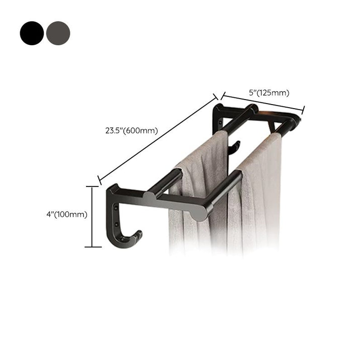 Lisslune | Contemporary bathroom accessory set made of matte stainless steel-aluminum with bathrobe hook/towel rail