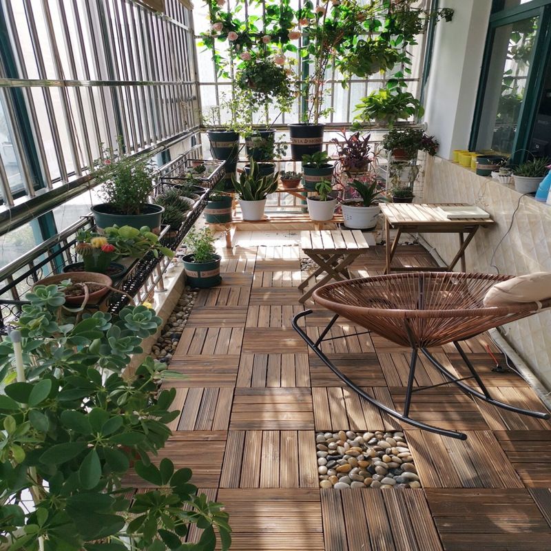 Lisslune | Farmhouse Square Tile Floor Brown Pine Wood for Patio Garden