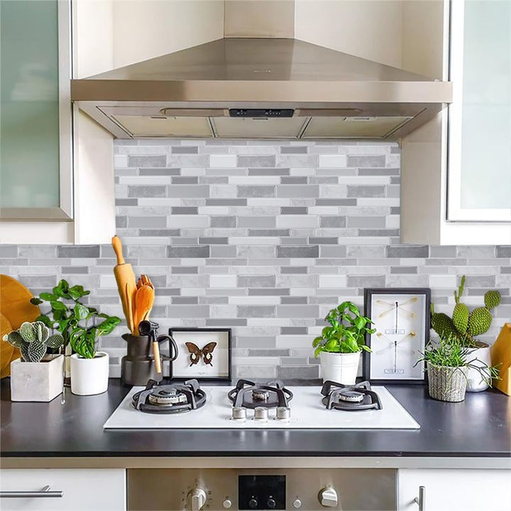 Lisslune | Peel and Stick Wall Tile Rectangle PVC Subway Waterproof Peel & Stick Tile 10-Pack