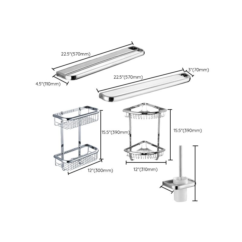 Lisslune | Contemporary silver bathroom set with bathroom shelf and towel rail
