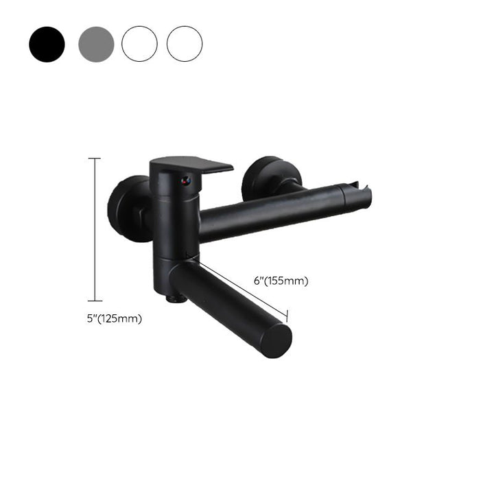 Lisslune | Lever Handle Bathtub Faucet Wall Mount Shower Hose Swivel Spout Bathtub Filling with Hand Shower