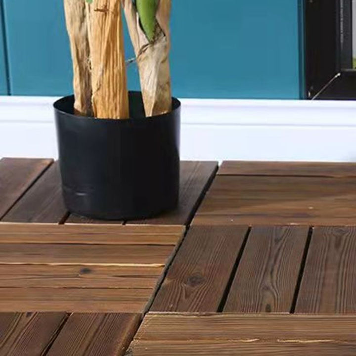 Lisslune | Outdoor Deck Board Wood Square Stripes Composite Flooring Terrace