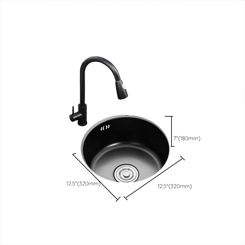 Lisslune | Single Bowl Kitchen Sink Round Stainless Steel Sink with Drain Strainer Kits